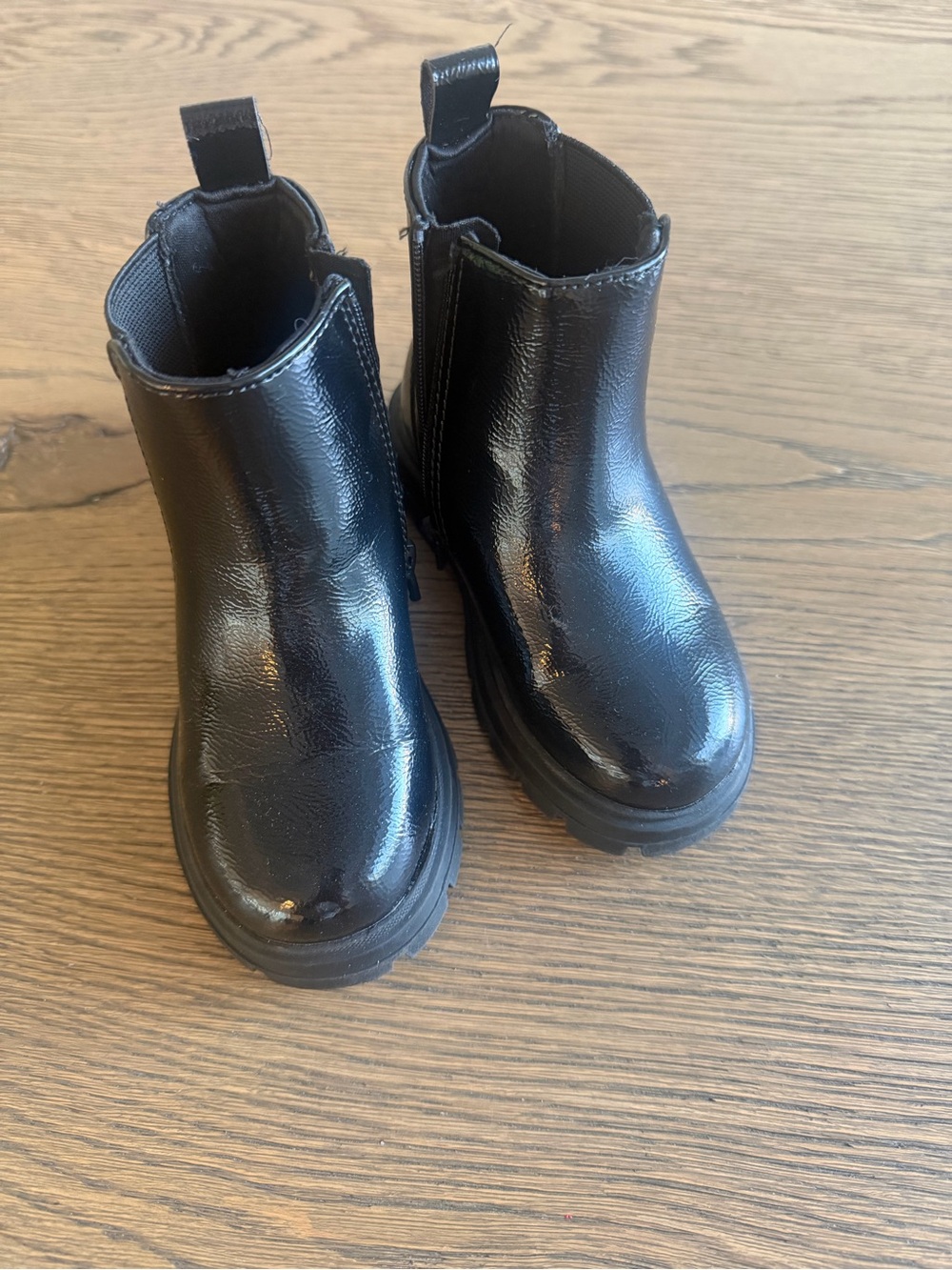 Zara Kids Black Patent Chelsea Booties